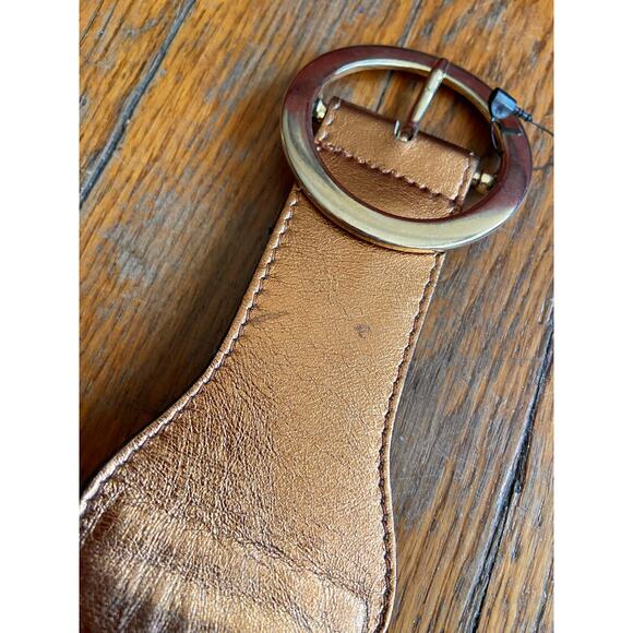 MARTINA MORI Metallic Bronze Leather Waist Belt sz OS (NWT) - Picture 7 of 12